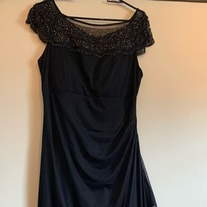 MSK formal Navy Blue dress side rouching beading